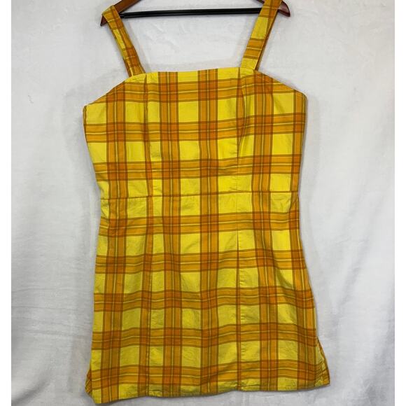 Arizona Jean XXL Plaid Tartan Yellow Mini Dress A-Line Summer Y2K Retro Clueless - Picture 1 of 12